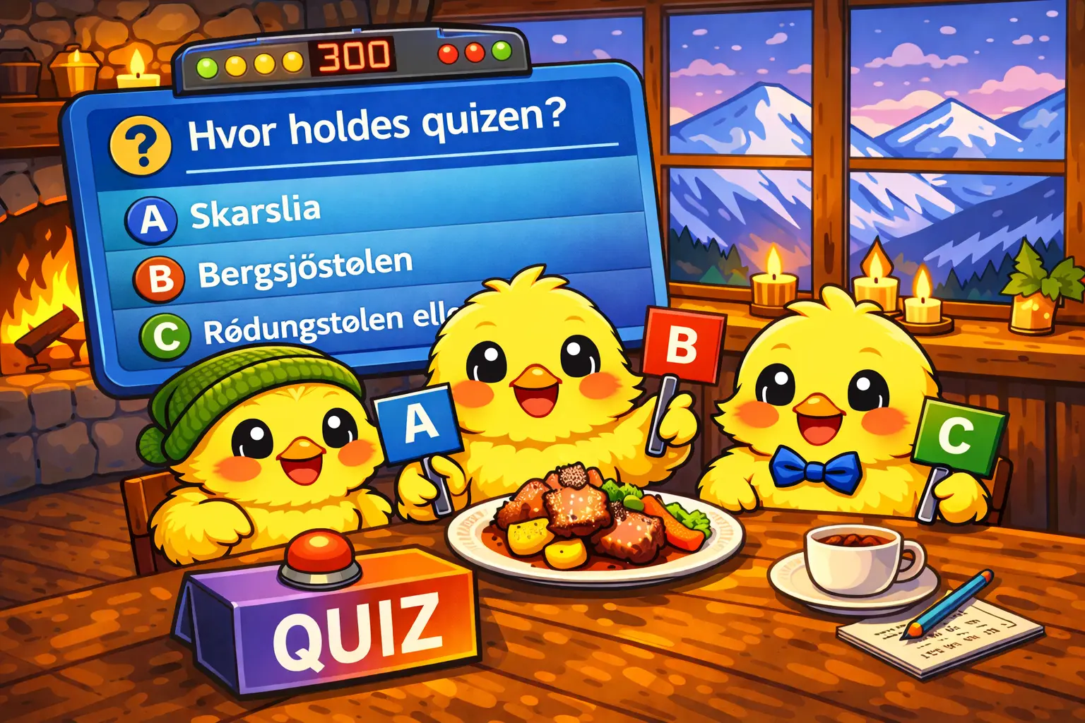 Ai-generert bilde: Påskequiz på Skarslia